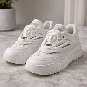 Versace Odissea Medusa Head Sneakers White Leather Chunky Designer 42.5 US 9.5
